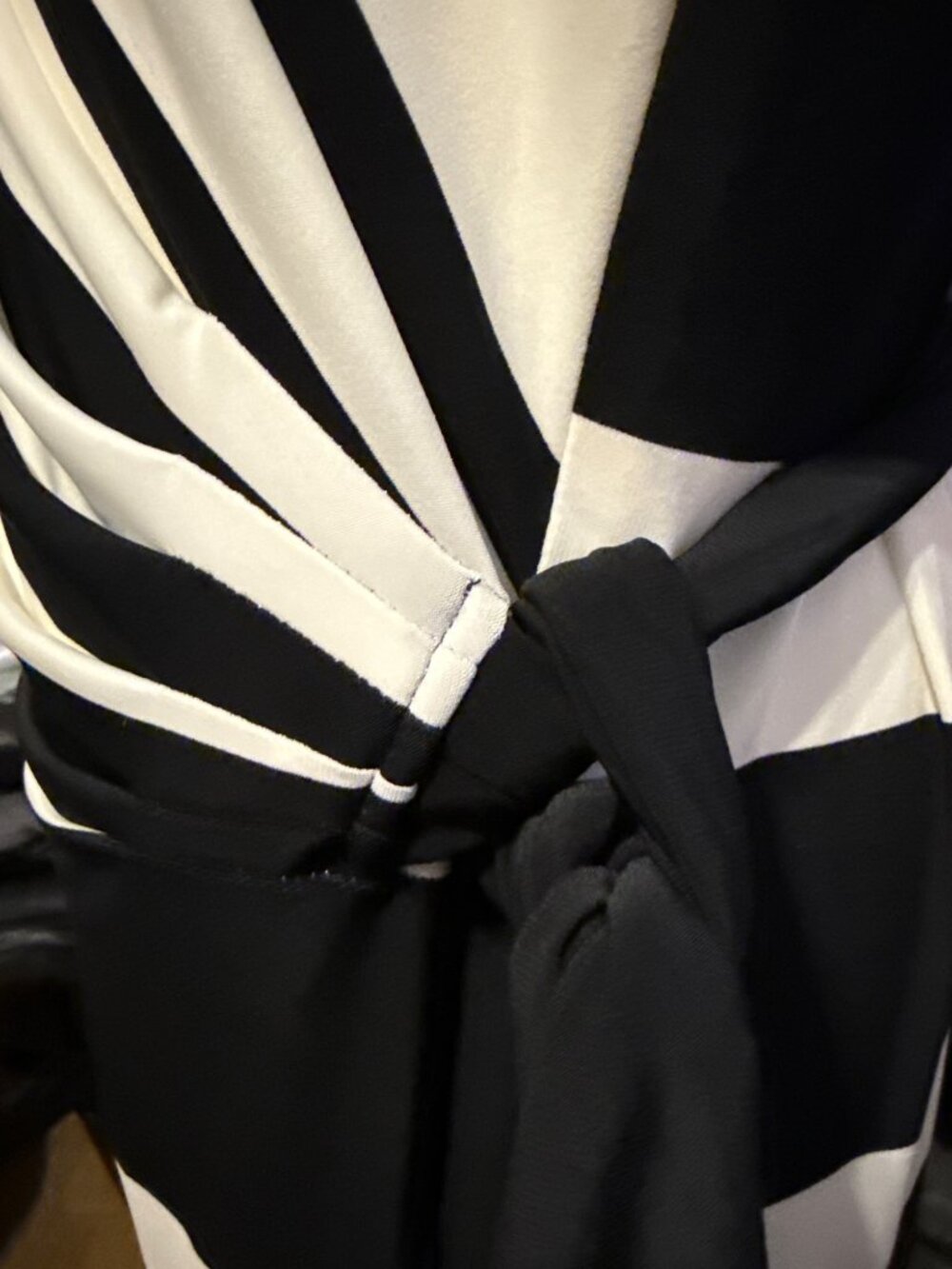 Lauren Ralph Lauren Black & White Stripe Nieves Cap Sleeve Side Tie Dress Sz 16 - Picture 6 of 16
